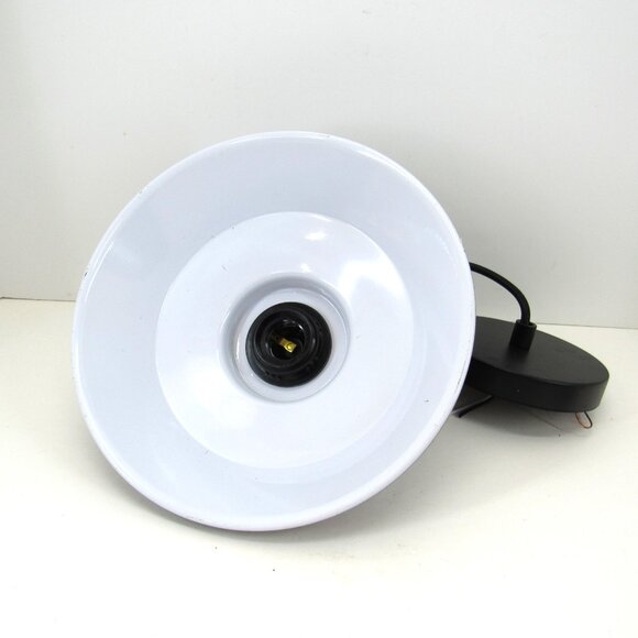 Light Pendant Black Matte Metal Light Cover Retro Style Ceiling Mount 9" Across - Picture 7 of 8